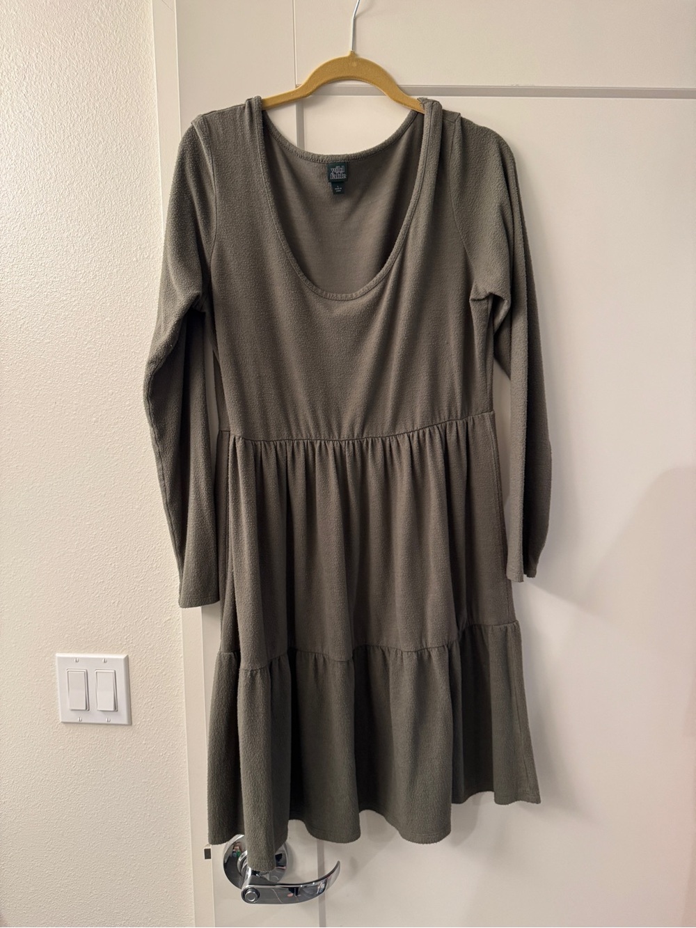 Wild Fable Long sleeve Knit Babydoll Mini Dress - Olive size L